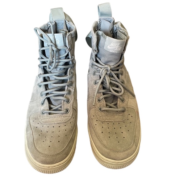 Nike Grey High Top Canvas/ Suede Grey Air Force Ones Mid Light Pumice Women’s‎ - Picture 2 of 11